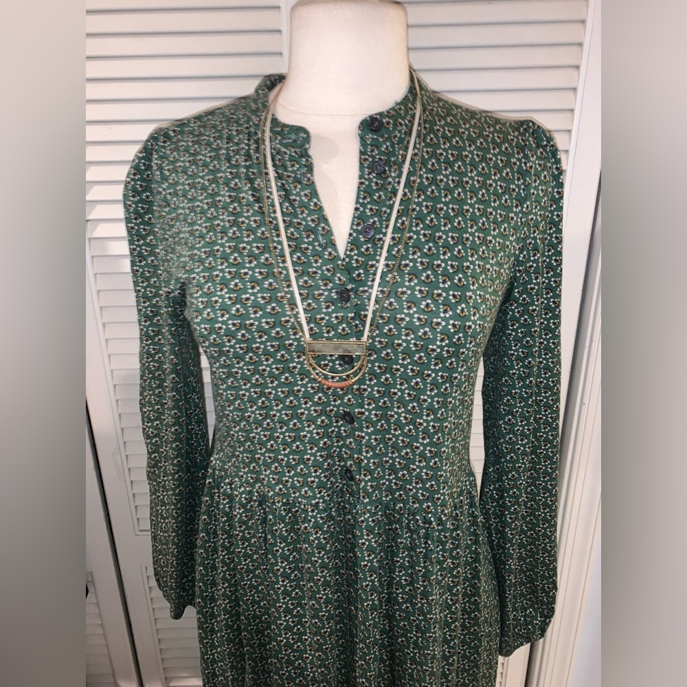 Boden Buttoned Jersey Midi Long Sleeve Dress with pockets green Women’s size 8 - Picture 5 of 11